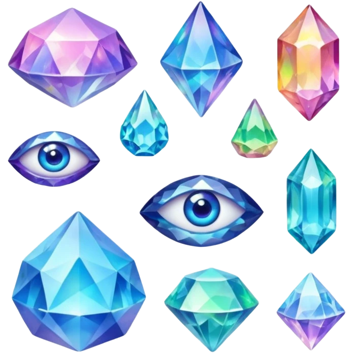 colorful minerals with eyes emoji