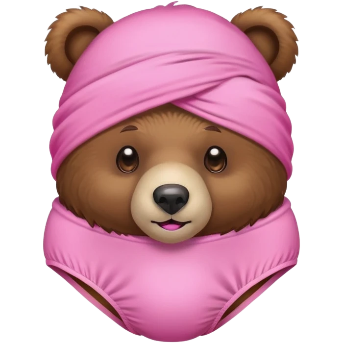 bear wearing pink panties on head emoji