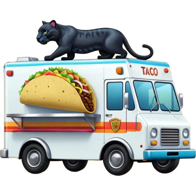 A taco truck that has a panther on it
 emoji