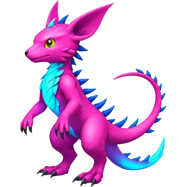 colorful neon-colored Fakémon-Digimon-Fionbri-Trico-creature (full body) emoji