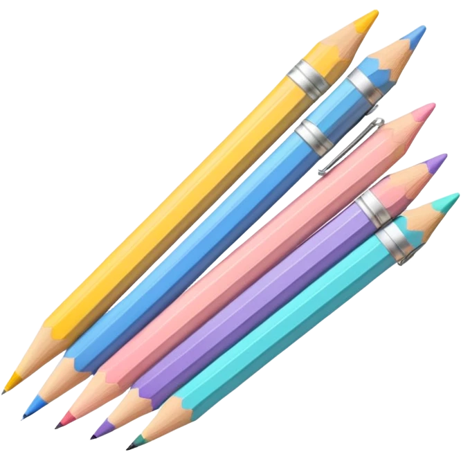 LAPIS , CANETA E REGUA EM TONS PASTEL ESCOLA emoji