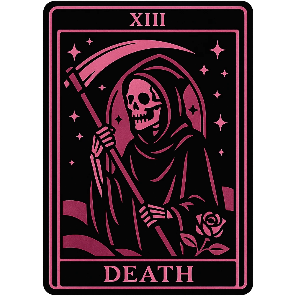 gothic tarot card, black and pink colors emoji