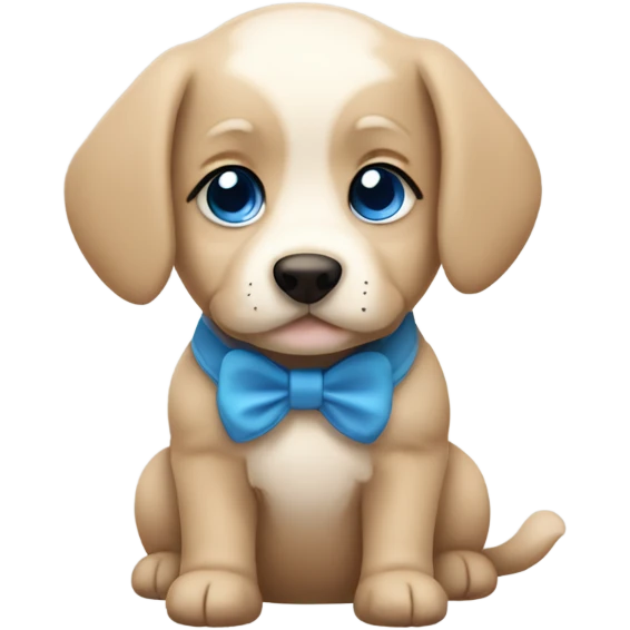 Cute little puppy with blue eyes and beige hair emoji