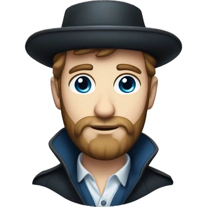 young white blue-eyed bearded man in a Sherlock's hat emoji