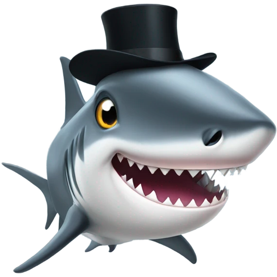 Shark with a top hat emoji