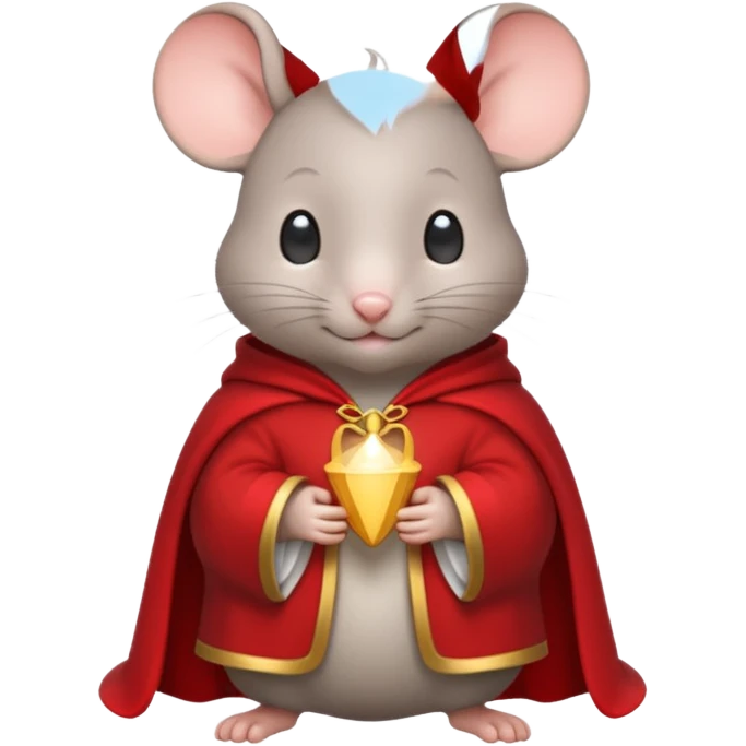 baby grey mouse, in magic red cloak emoji
