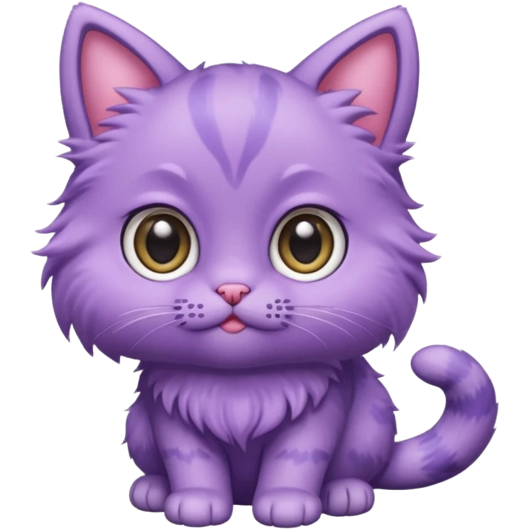 very cute purple kitty, big eyes, small body, playful expression emoji