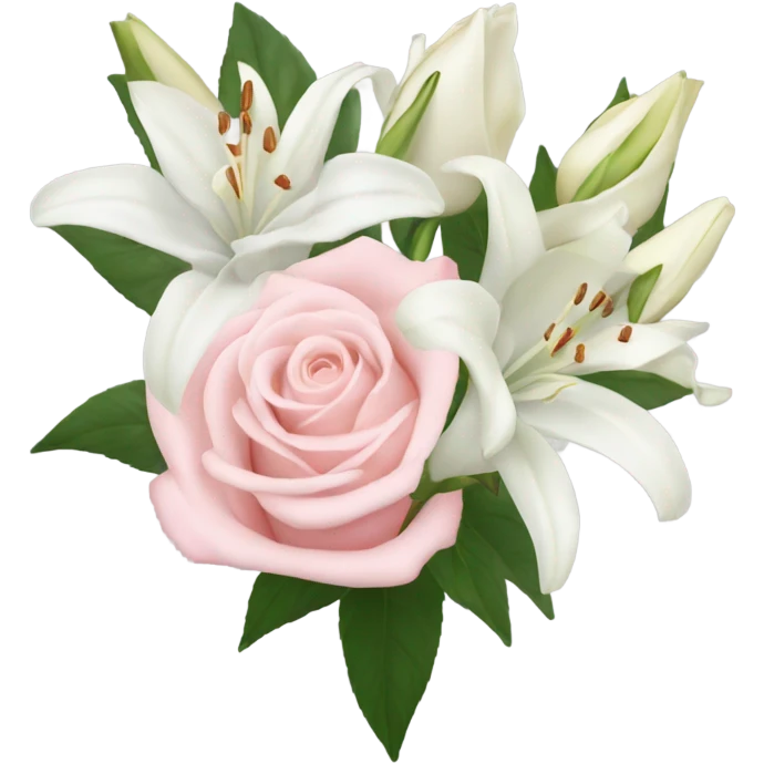 bouquet of light pink roses and white lilys emoji