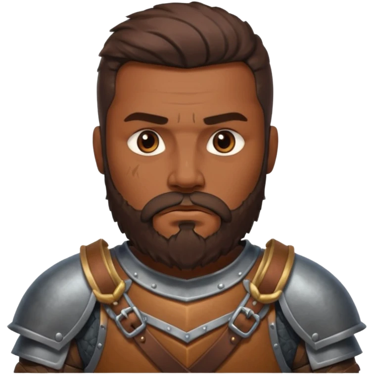 portrait of warrior man with brown skin, beard emoji