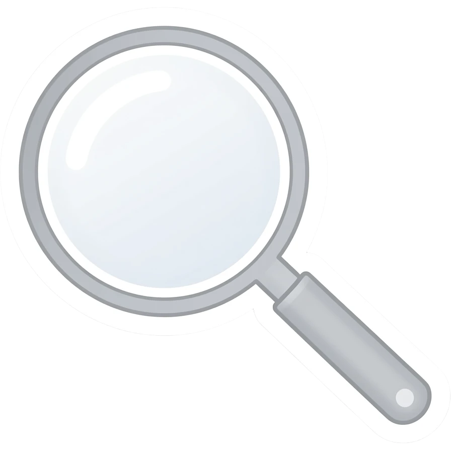 minimal line-art magnifying glass sticker, elegant thin stroke, soft pastel tones, clean vector design, no background, modern aesthetic, 8k emoji