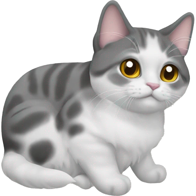 Серый полосатый кот спит и ему снится рыбка  emoji