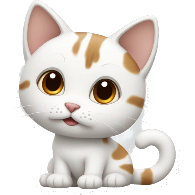 White cute cat with brown tail and a brown spot on the back  emoji