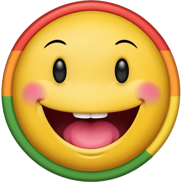 Smiley face biting lip with progress pride flag skin emoji