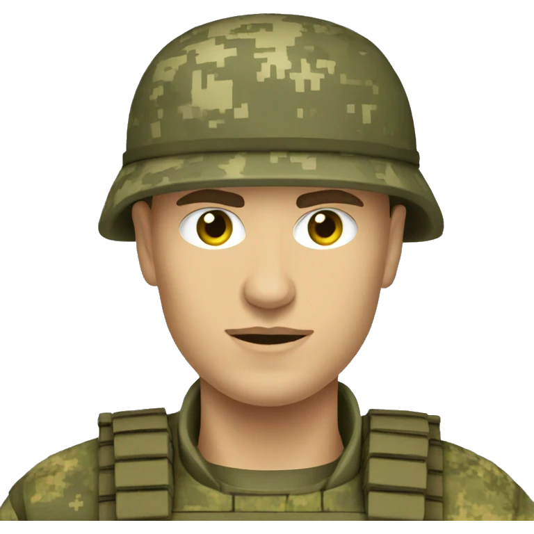 Ukrainian soldier, in camouflage pixel uniform emoji