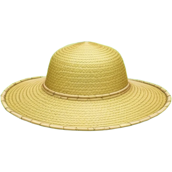 Cinematic Realistic image of a traditional rice farmer's hat, crafted from woven natural fibers with delicate texture details, set against a lush backdrop of vibrant green rice paddies under gentle, early morning light that evokes rural tradition. emoji
