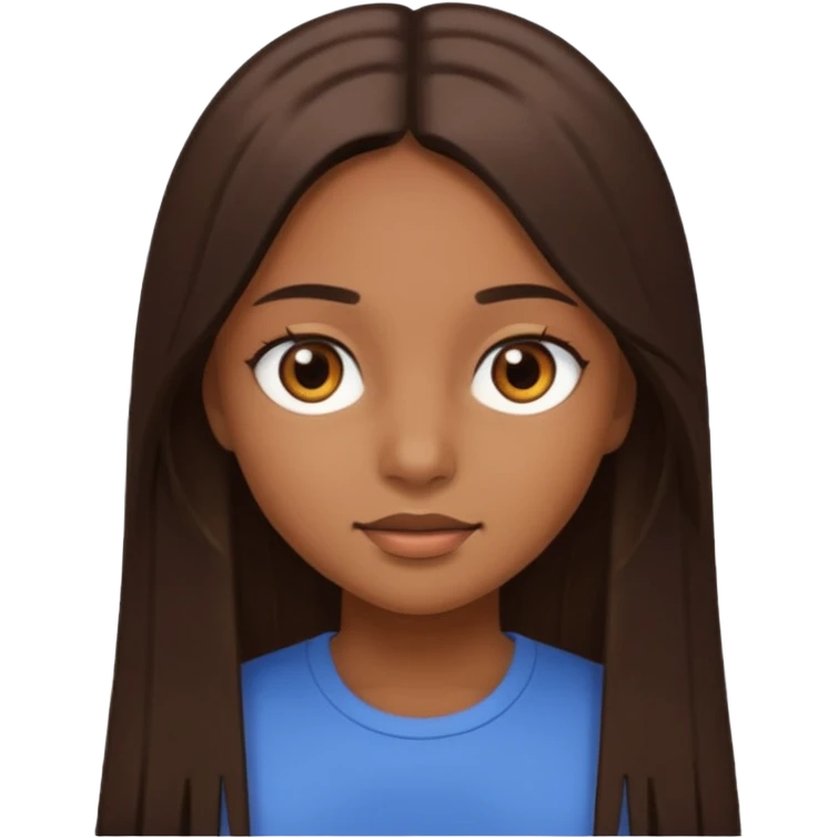 girl with straight long hair and brown eyes, brown skin emoji