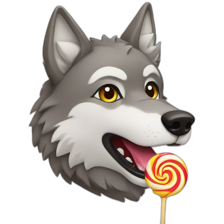 Wolf eating a lollipop emoji