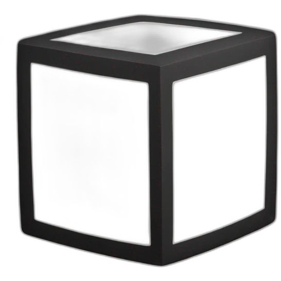 White Outline of a cube with a black background emoji