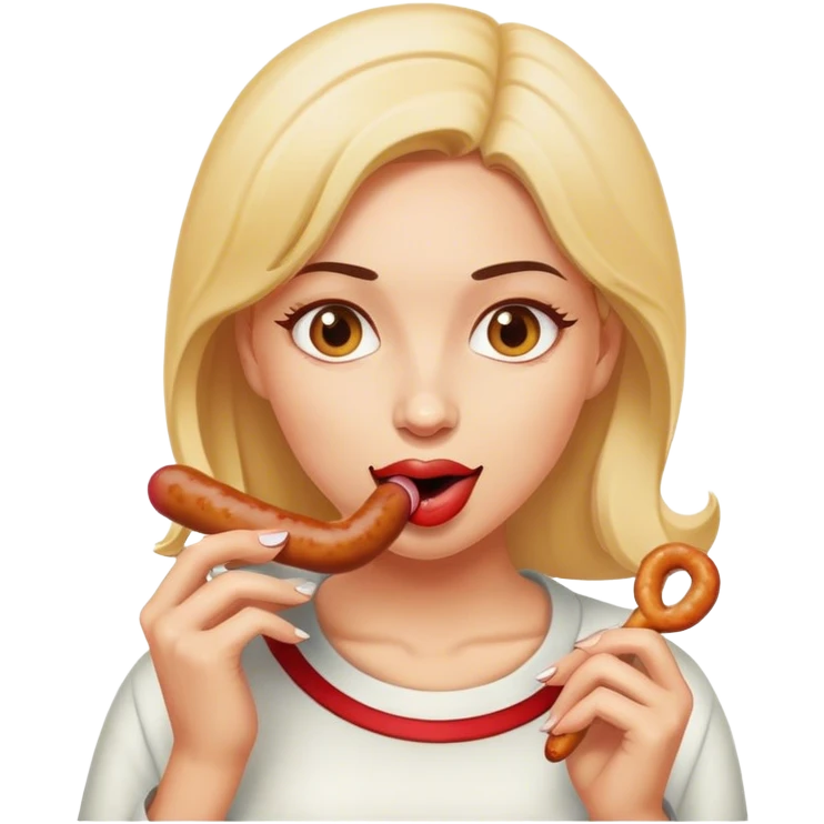 Woman with sausage emoji