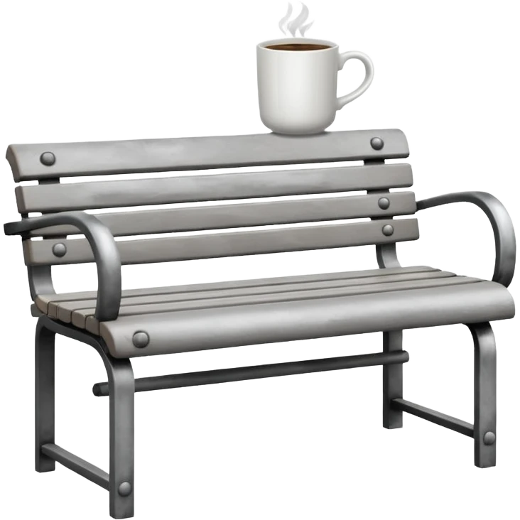 Metal bench + coffee cup emoji