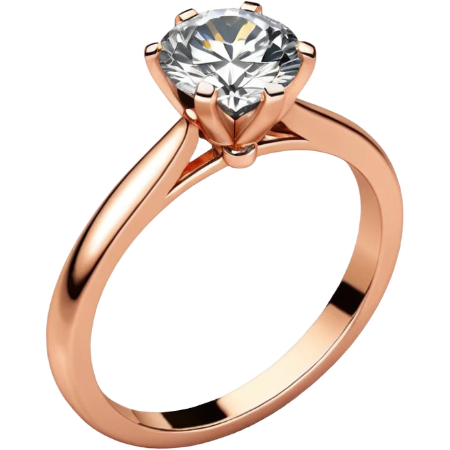 Rose gold engagement ring with round diamond emoji