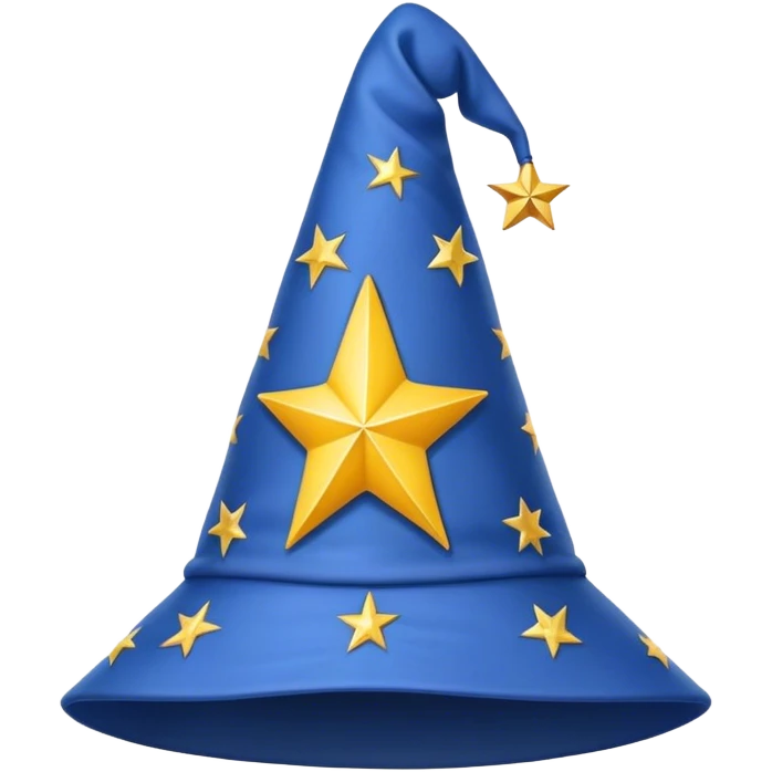 blue wizard hat with star-yellow pattern emoji