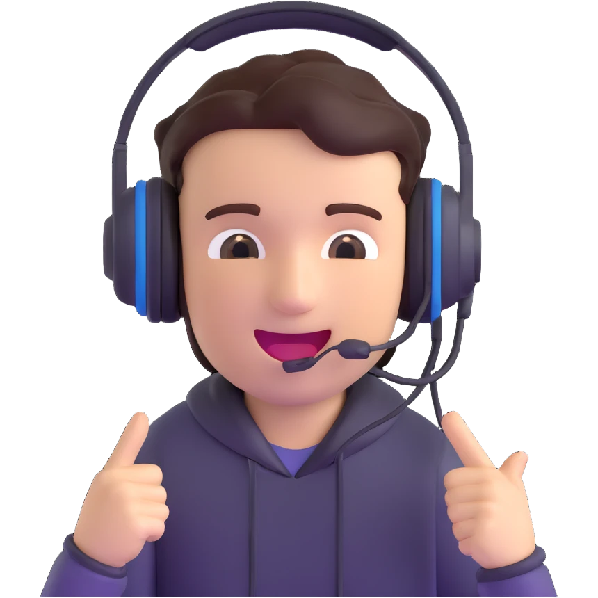 excited gamer character with headset emoji