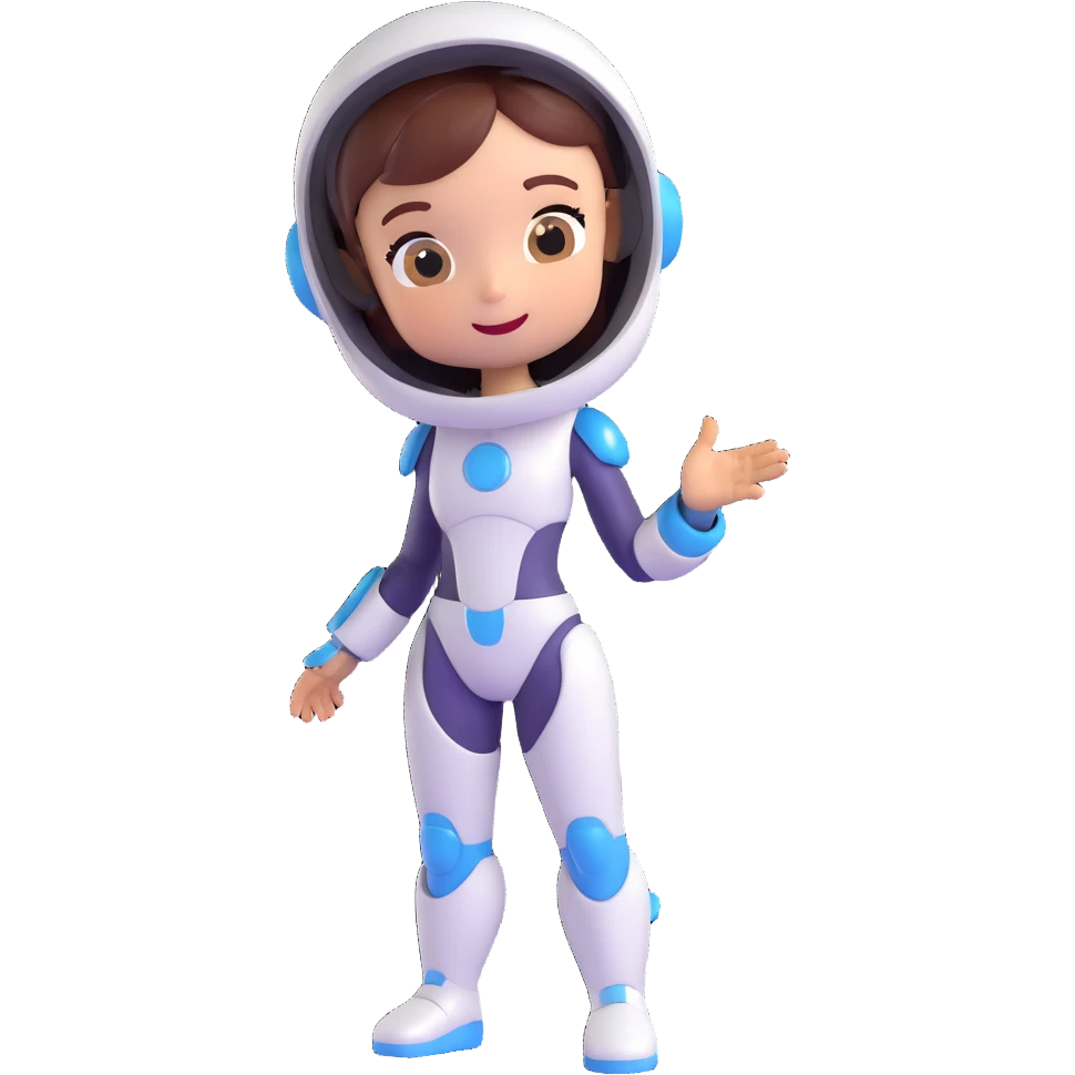 character inspired by the person in the reference image, futuristic 2025 theme, friendly expression emoji