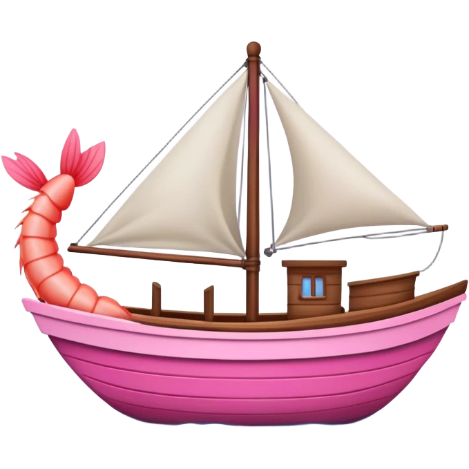 Shrimp sailing a boat  emoji