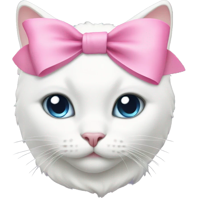 white cat with pink bow emoji