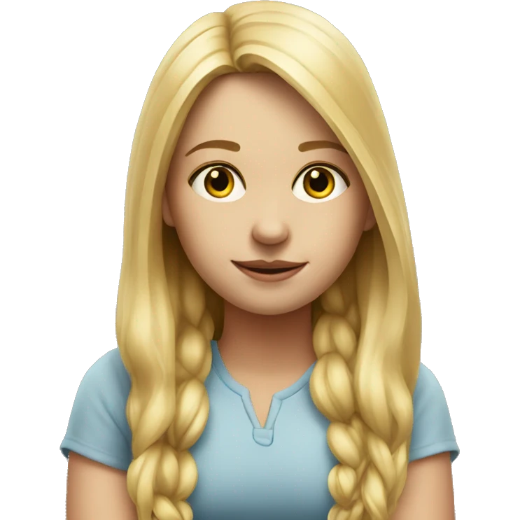 realistic portrait of blond girl sitting emoji