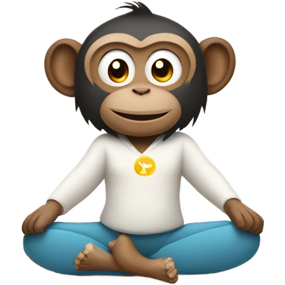 Monkey doing the downward dog yoga pose with a cheeky smile emoji