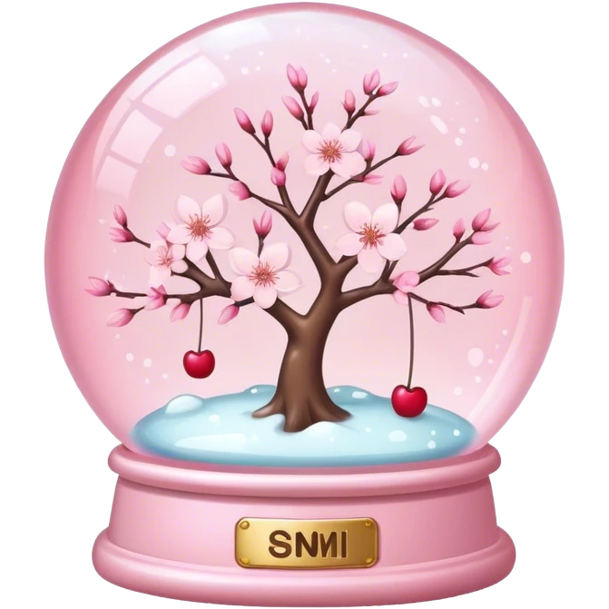 Pastel pink snow globe，Cherry blossom，flash emoji