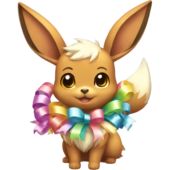 Shiny colorful Eevee with ribbons emoji