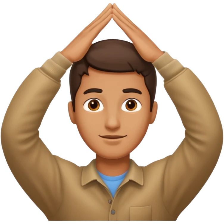 Man with one of his hands above his head emoji