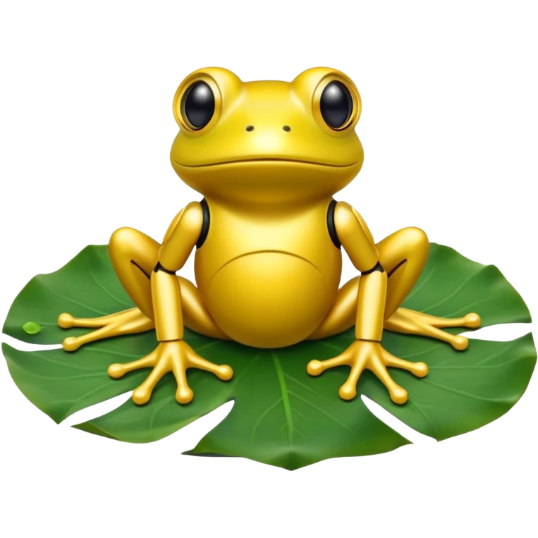 yellow robot frog on lotus leaf emoji