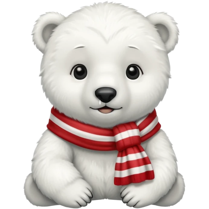 baby polar bear with red stripes scarf  emoji