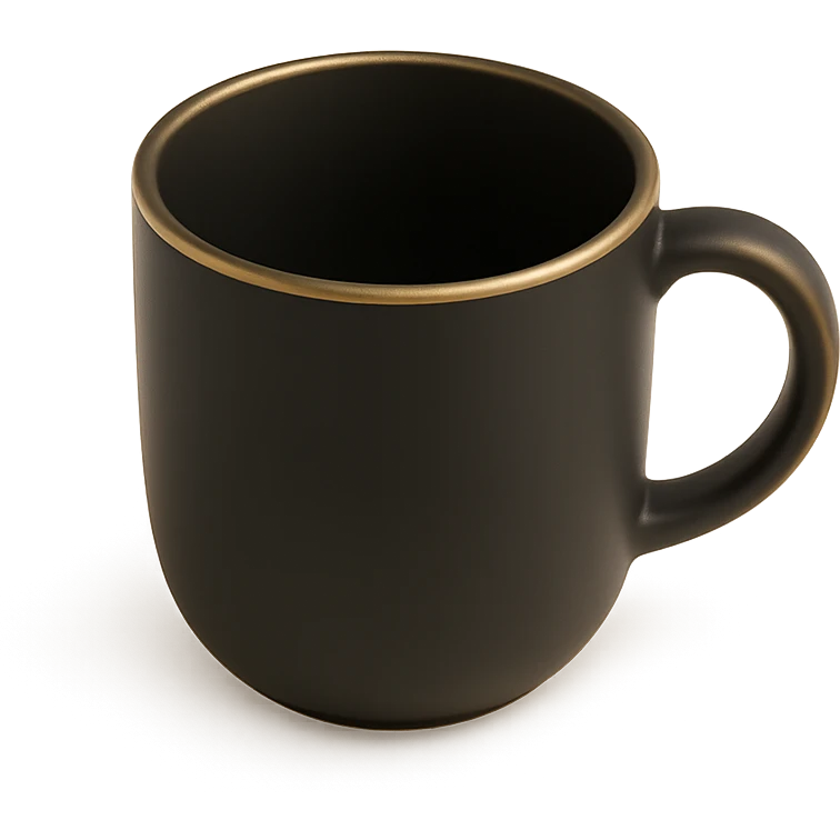 3D black coffee cup, minimal emoji