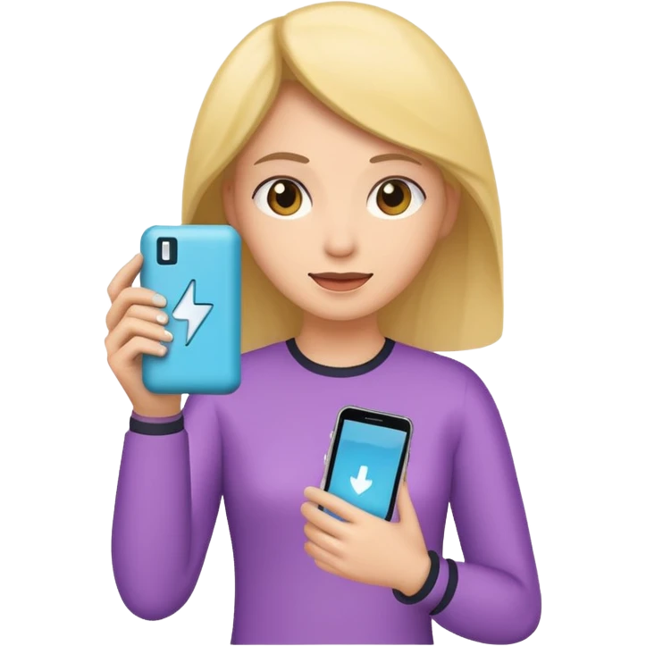 womn holding powerbank emoji