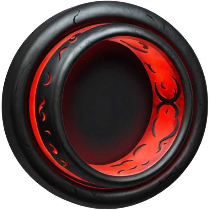 iOS sticker, dark fantasy ring, black metal, red inner glow, minimal emoji