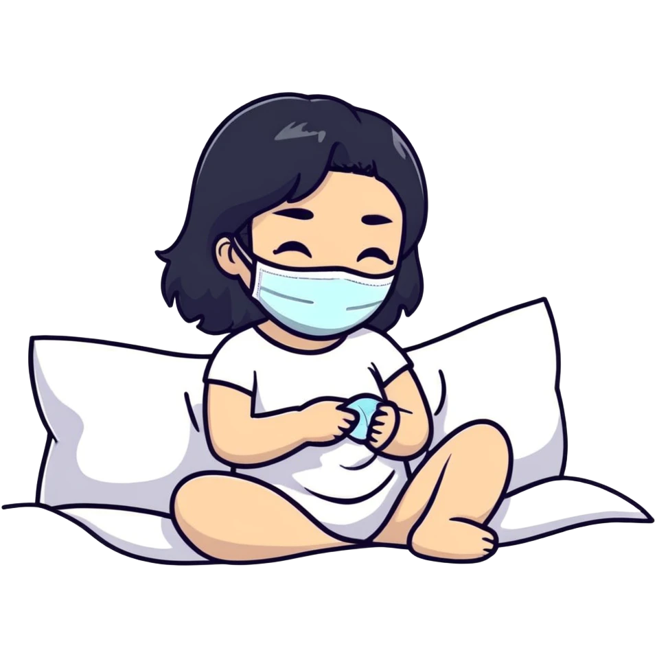 white girl with black hair doing self care, spa day, relaxing with face mask emoji