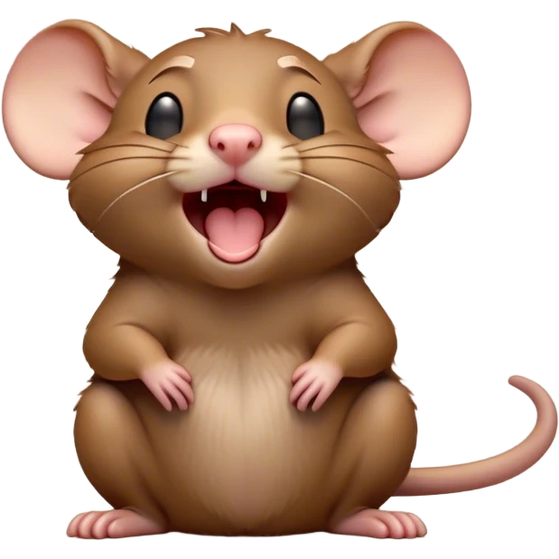 Cinematic Cute Yawning Brown Rat Portrait Emoji, Head tilted slightly with a dramatic, wide-open yawn, showcasing a soft, sleek brown coat with tiny drooping ears and half-closed eyes in drowsy contentment, Simplified yet irresistibly adorable features, highly detailed, glowing with a soft, cozy glow, high shine, relaxed yet expressive, stylized with a dash of urban charm, soft glowing outline, capturing the essence of a sleepy yet affectionate rat that seems ready to stretch out for a nap! emoji