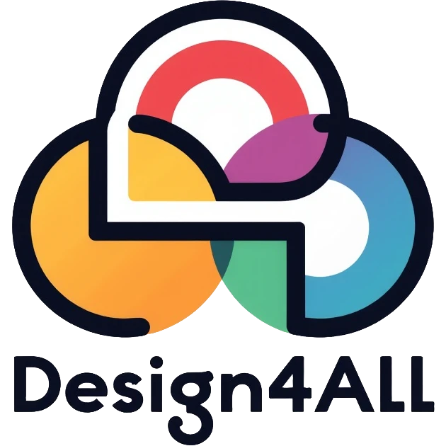design4all logo, inclusive design concept with accessibility symbols emoji