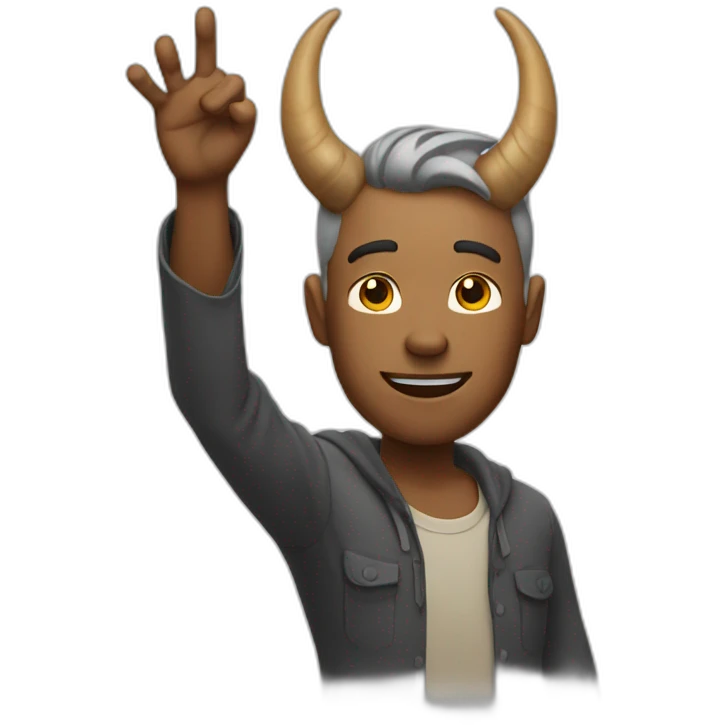 Dude with horns in his raised hand emoji