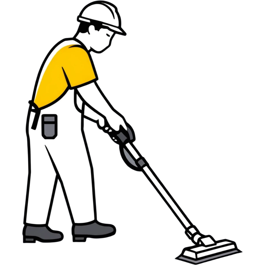construction apprentice vacuum cleaning the floor emoji