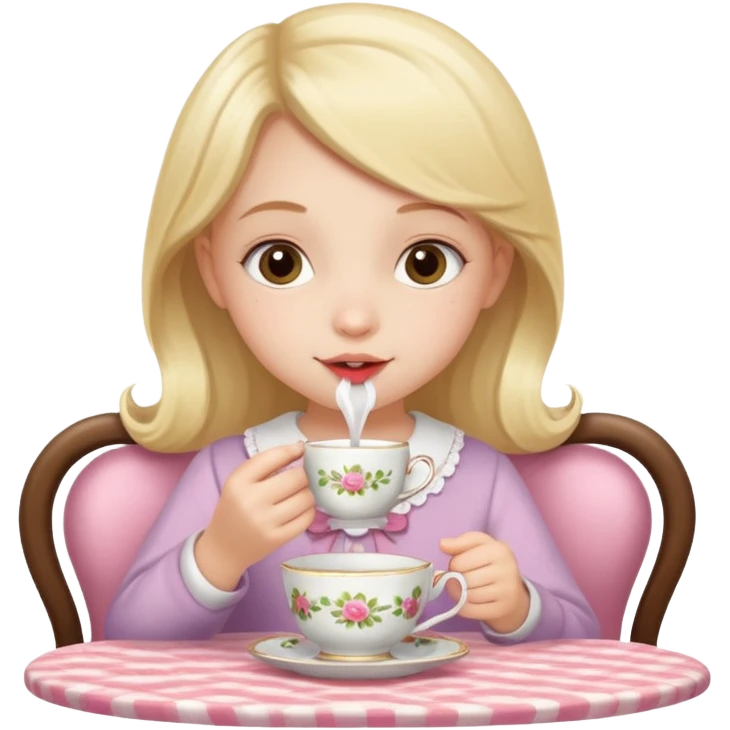 CuteLittle girl drinking from a cup at a tea party emoji