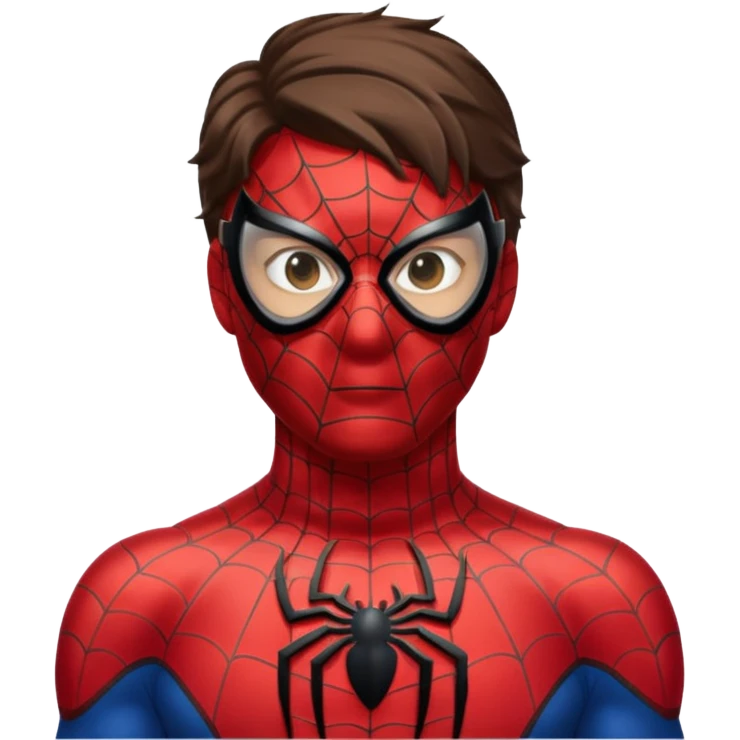 An spiderman, shoulder up with glass
 emoji