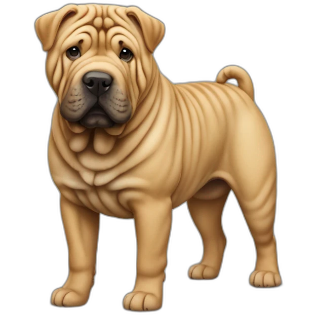 Shar-pei dog full body emoji