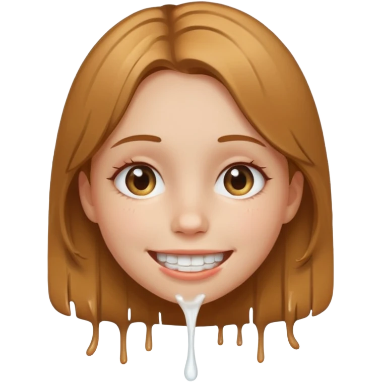 Girl Smiley face with white cum dripping off face emoji