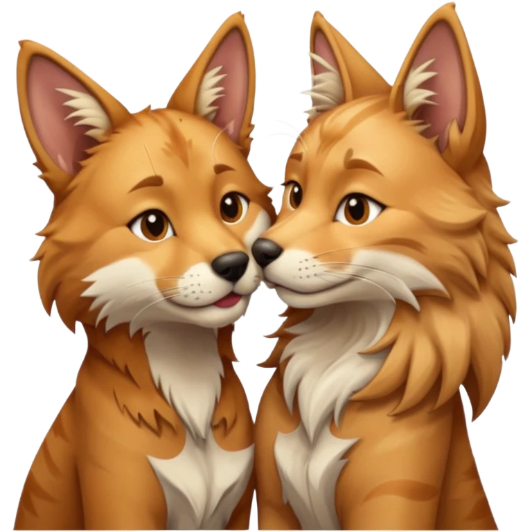 a dingo kissing a mainecoon emoji